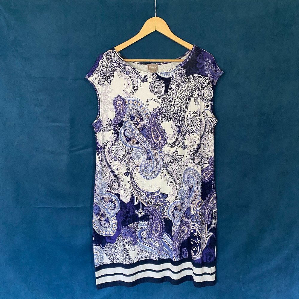 Chico's cap sleeve paisley dress - Size 3   NWT